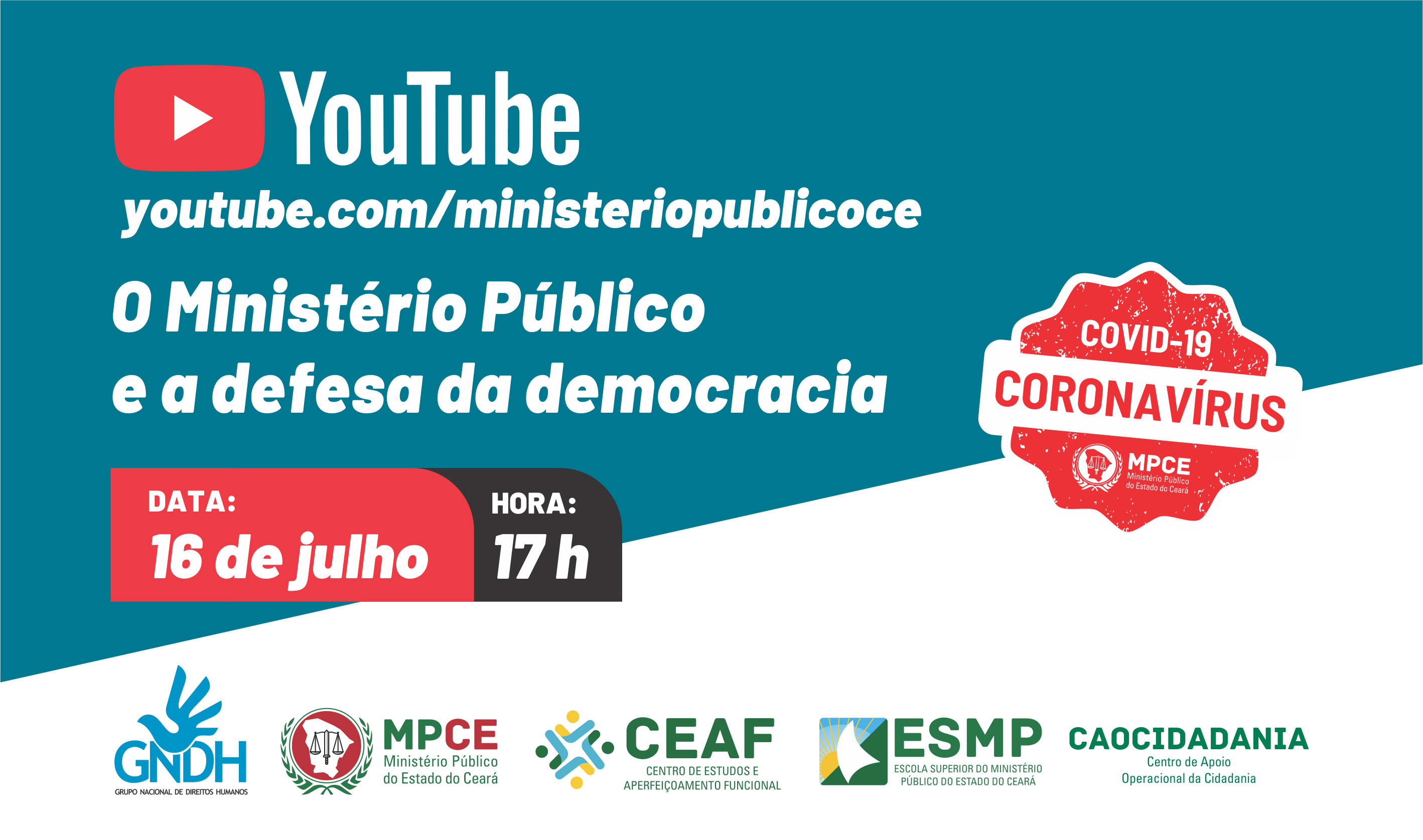Live debaterá papel do Ministério Público na defesa da Democracia