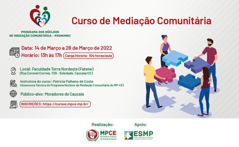 MPCE promove Curso de Mediação Comunitária em Caucaia nesta segunda-feira
