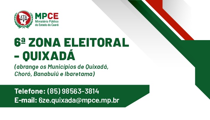 Promotoria Eleitoral com atuação em Quixadá, Choró, Banabuiú e Ibaretama informa contatos para denúncias