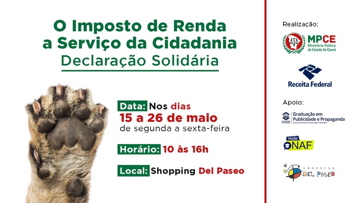 MPCE e Receita Federal levam a shopping de Fortaleza campanha para incentivar destinação solidária e declaração do imposto de renda  