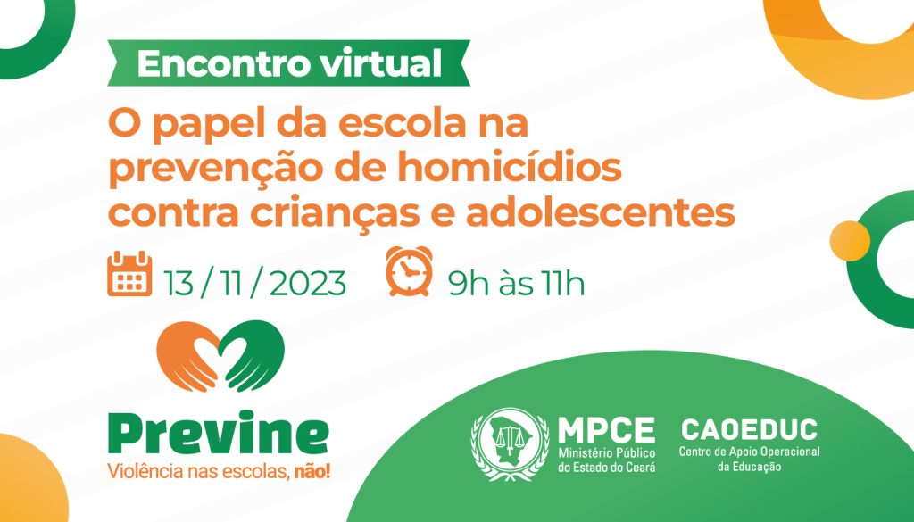 O papel da escola na prevenção da violência será discutido em encontro virtual do MPCE em novembro