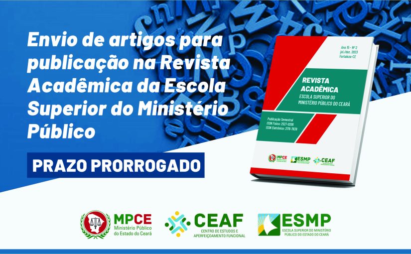 MPCE prorroga prazo para envio de artigos para a Revista Acadêmica da Escola Superior do Ministério Público