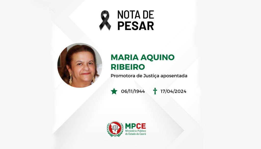 Nota de pesar – Promotora de Justiça aposentada Maria Aquino Ribeiro