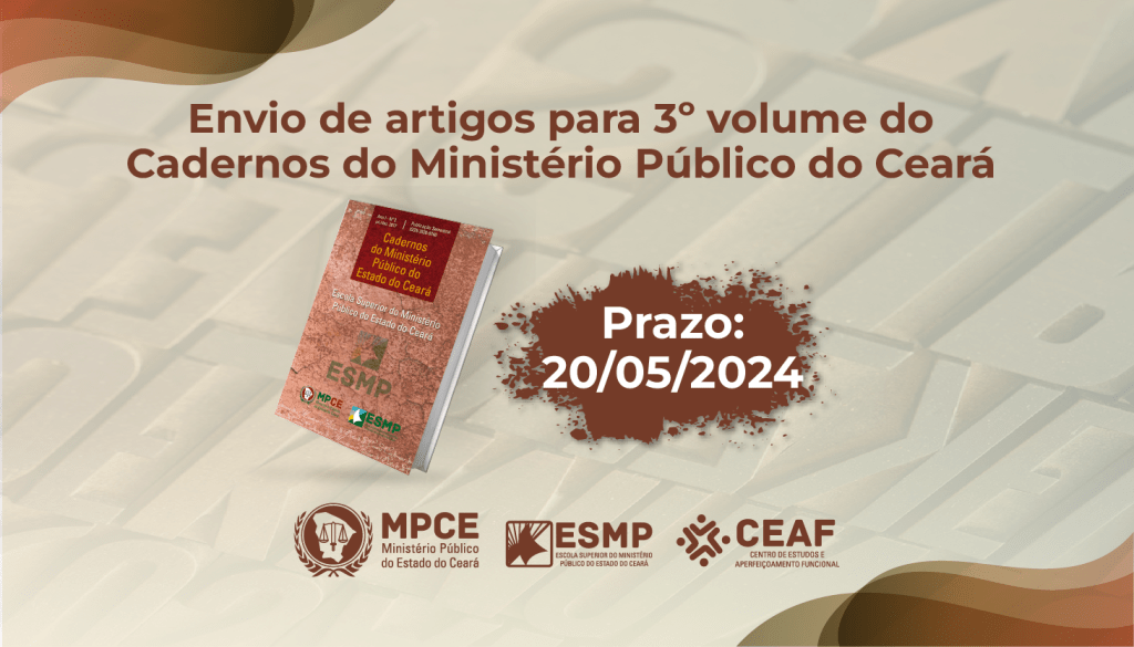 Inscrições para envio de artigos para Cadernos do Ministério Público estão abertas até 20 de maio