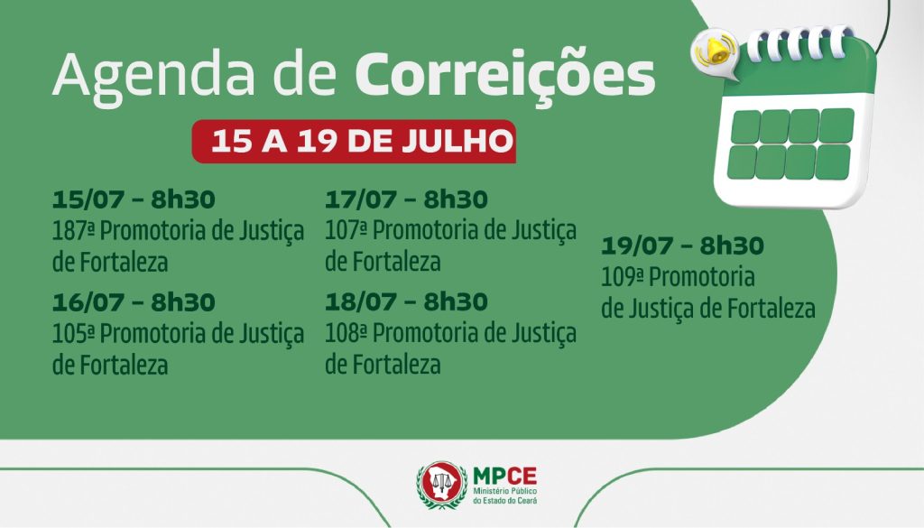 Corregedoria-Geral do MP do Ceará visita Promotorias de Justiça de Fortaleza na próxima semana 