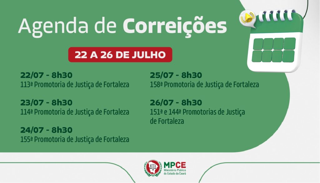 Corregedoria-Geral do MP do Ceará visita Promotorias de Justiça de Fortaleza na próxima semana 
