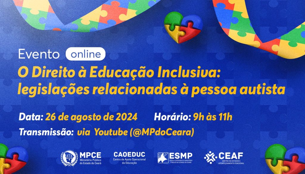 Direito à educação inclusiva da pessoa autista será tema de palestra do MP do Ceará