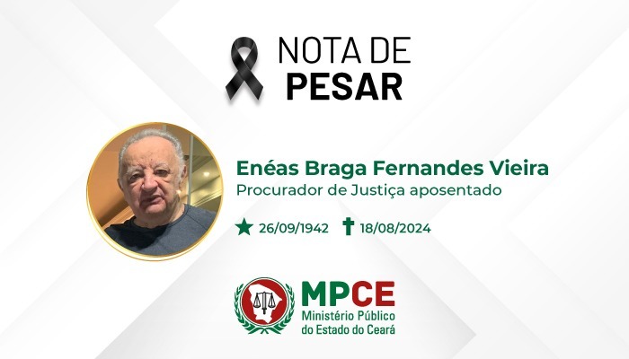 Nota de pesar – Procurador de Justiça aposentado, Enéas Braga Fernandes Vieira