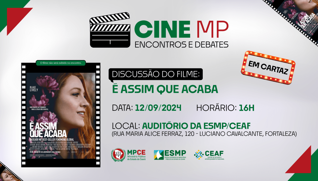 Segunda edição do Cine MP debaterá violência doméstica no filme “É assim que acaba”