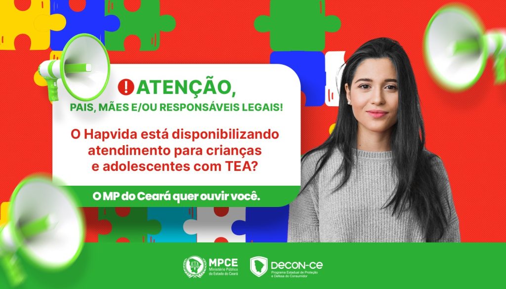 MP do Ceará disponibiliza formulário para verificar se Hapvida está disponibilizando atendimento a crianças com TEA