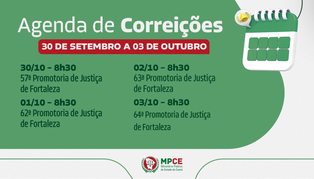 Corregedoria-Geral do MP do Ceará visita Promotorias de Justiça de Fortaleza na próxima semana 