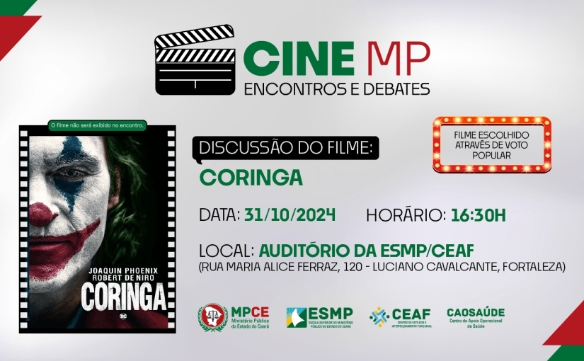 Após votação, Cine MP discutirá filme Coringa no mês de outubro 