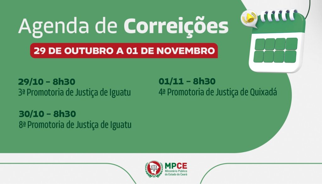 Corregedoria-Geral do MP do Ceará visita Promotorias de Justiça de Iguatu e Quixadá na próxima semana