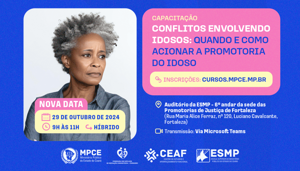 MP do Ceará capacitará mediadores comunitários para atuar na garantia dos direitos da pessoa idosa