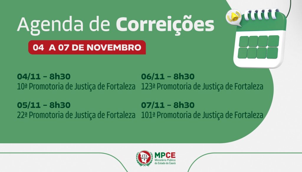 Corregedoria-Geral do MP do Ceará visita Promotorias de Justiça de Fortaleza na próxima semana