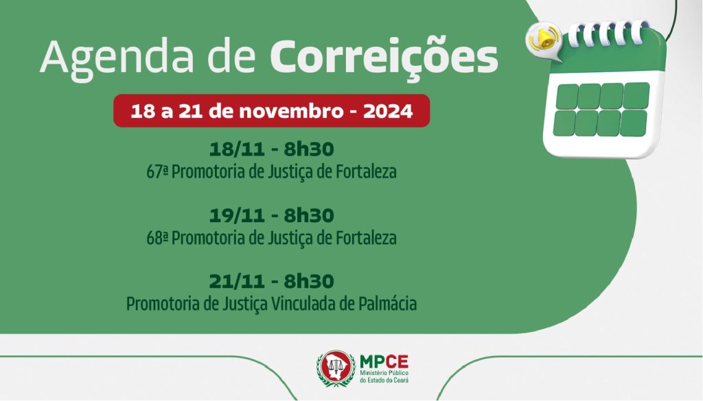 Corregedoria-Geral do MP do Ceará visita Promotorias de Justiça de Fortaleza e de Palmácia na próxima semana  