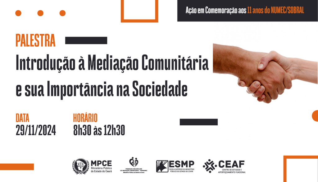 Em Sobral, MP do Ceará promoverá palestra para alunos da rede estadual sobre importância da mediação comunitária  