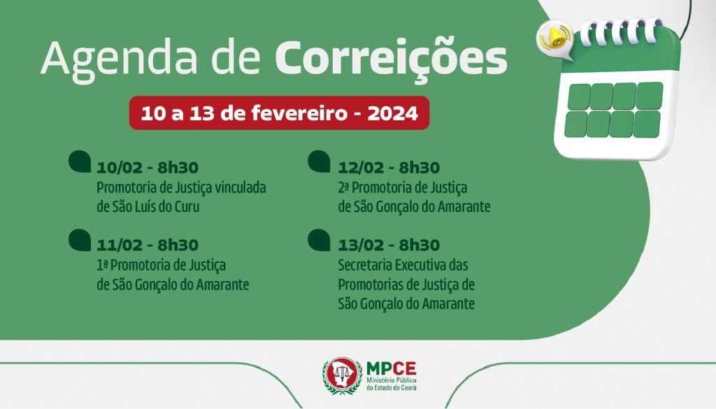 Corregedoria-Geral do MP do Ceará visita Promotorias de Justiça de São Luís do Curu e São Gonçalo do Amarante na próxima semana