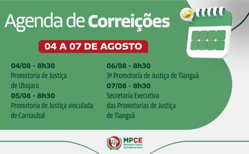 Corregedoria-Geral do MP do Ceará visita Promotorias de Justiça de Ubajara, Carnaubal e Tianguá entre 4 e 7 de agosto