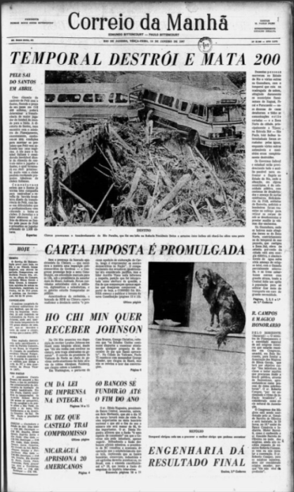 Assinada a Constituição de 1967: além de várias modificações, fortalece o Poder Executivo e incorpora o Ministério Público à sua estrutura. 