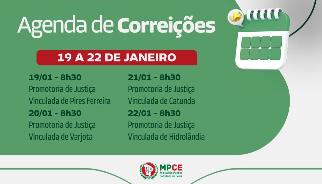 Corregedoria-Geral do MP visita Promotorias de Justiça Vinculadas de Pires Ferreira, de Varjota, de Catunda e de Hidrolândia entre os dias 19 e 22 de janeiro