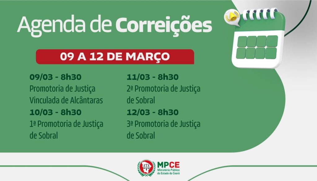 Corregedoria-Geral do MP visita Promotorias de Justiça de Sobral e Vinculada de Alcântaras entre os dias 9 e 12 de março 