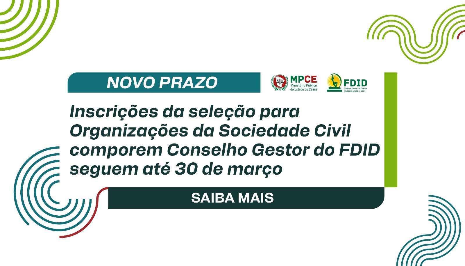 Prorrogado prazo de inscrições para Organizações da Sociedade Civil (OSCs) manifestarem interesse em compor Conselho Gestor do FDID 