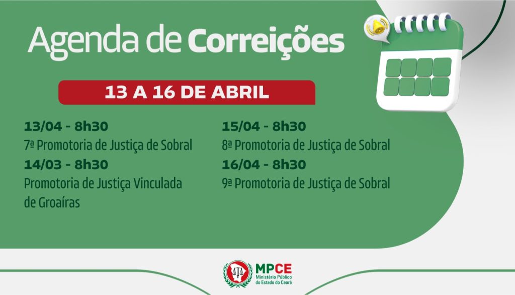Corregedoria-Geral do MP visita Promotorias de Justiça de Sobral e Vinculada de Groaíras entre os dias 13 e 16 de abril