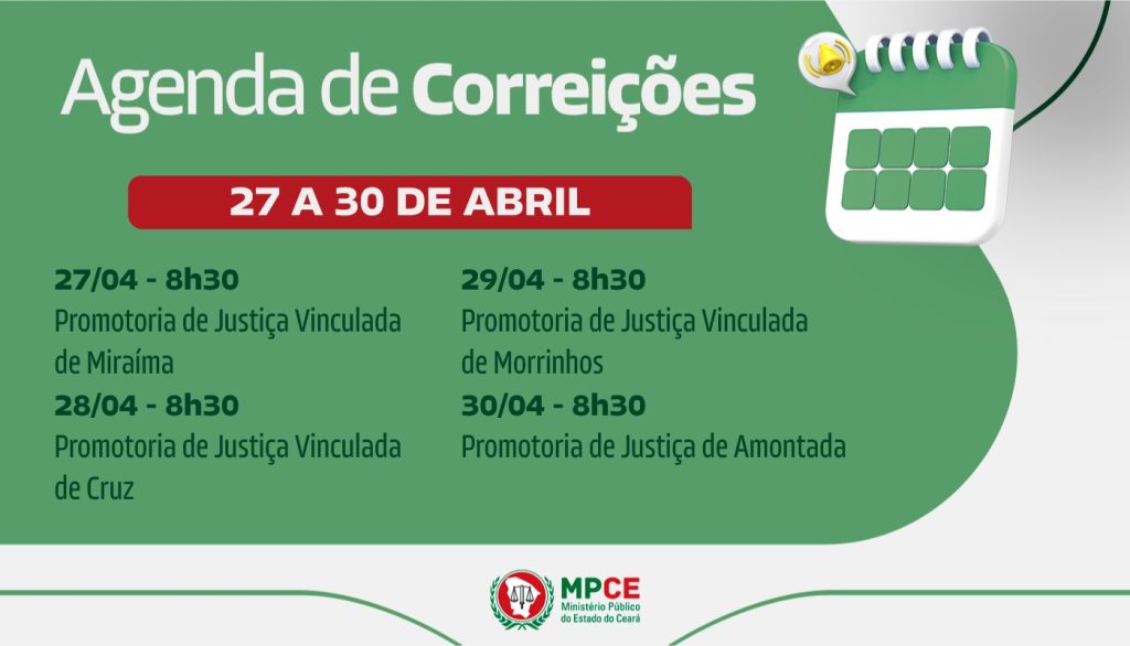 Corregedoria-Geral do MP visita Promotoria de Justiça de Amontada e Vinculadas de Miraíma, Cruz e Morrinhos entre os dias 27 e 30 de abril