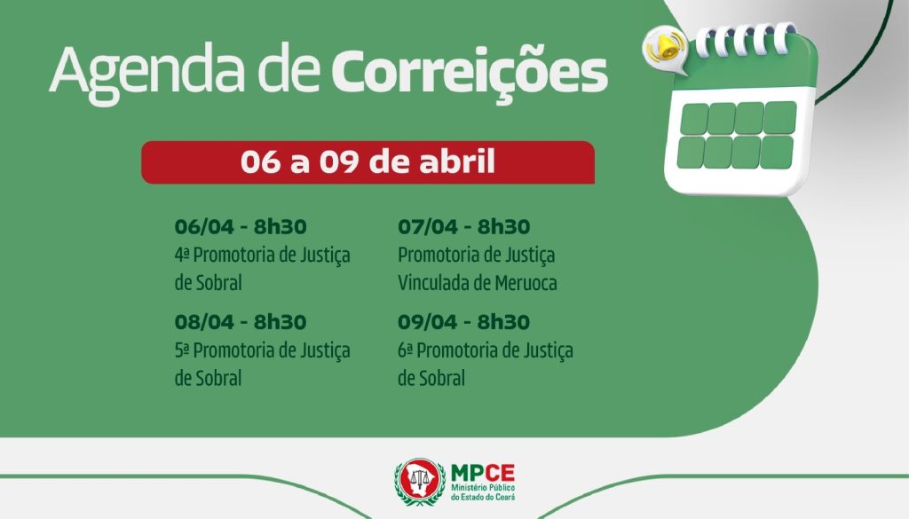 Corregedoria-Geral do MP visita Promotorias de Justiça de Sobral e Vinculada de Meruoca entre os dias 06 e 09 de abril
