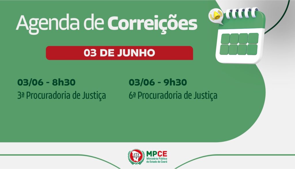 Corregedoria-Geral do MP visita 3ª e 6ª Procuradorias de Justiça no dia 03 de junho
