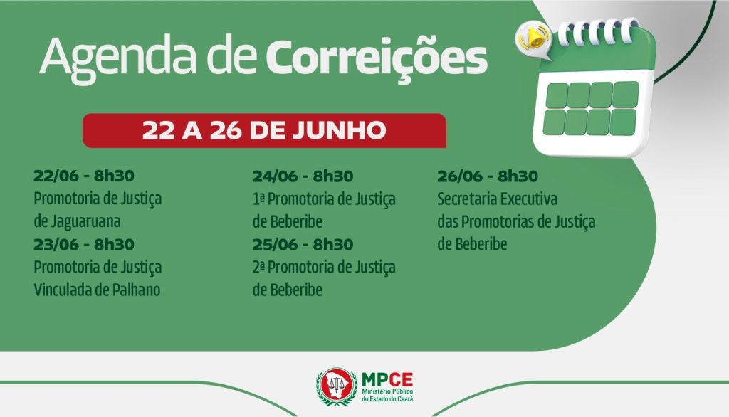 Corregedoria-Geral do MP visita Promotorias de Justiça de Jaguaruana, de Beberibe e Vinculada de Palhano entre os dias 22 e 26 de junho