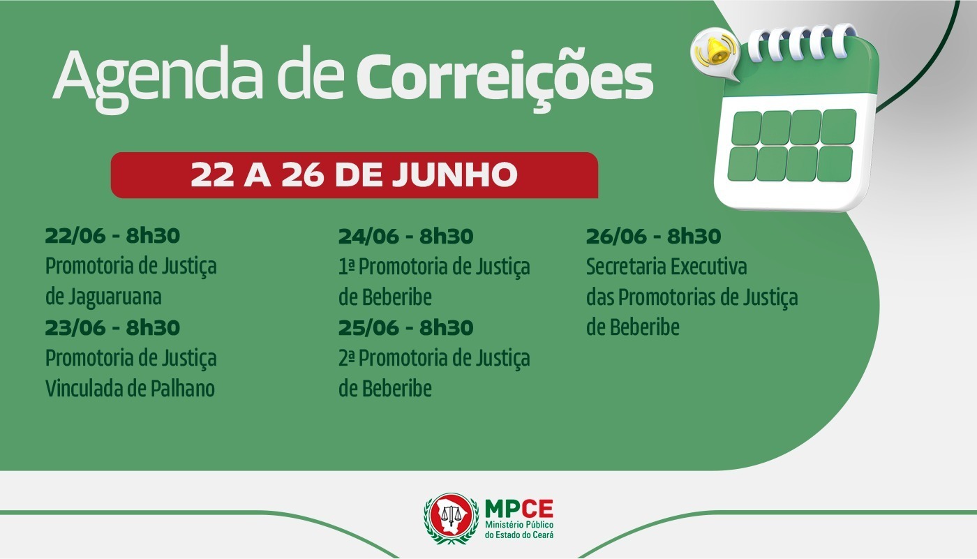 Corregedoria-Geral do MP visita Promotorias de Justiça de Jaguaruana, de Beberibe e Vinculada de Palhano entre os dias 22 e 26 de junho