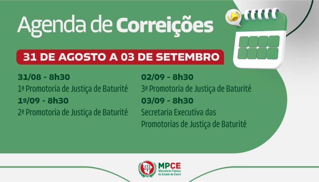 Corregedoria-Geral do MP visita Promotorias de Justiça de Baturité e Secretaria Executiva entre os dias 31 de agosto e 3 de setembro