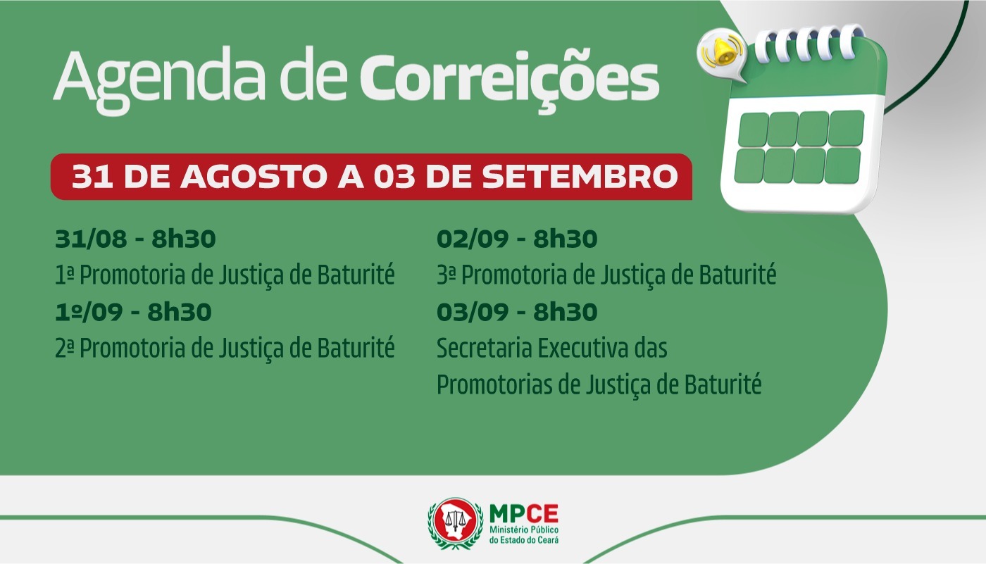 Corregedoria-Geral do MP visita Promotorias de Justiça de Baturité e Secretaria Executiva entre os dias 31 de agosto e 3 de setembro