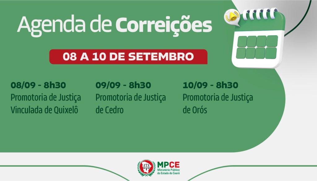 Corregedoria-Geral do MP visita Promotorias de Justiça de Cedro, Orós e Vinculada de Quixelô entre os dias 8 e 10 de setembro 
