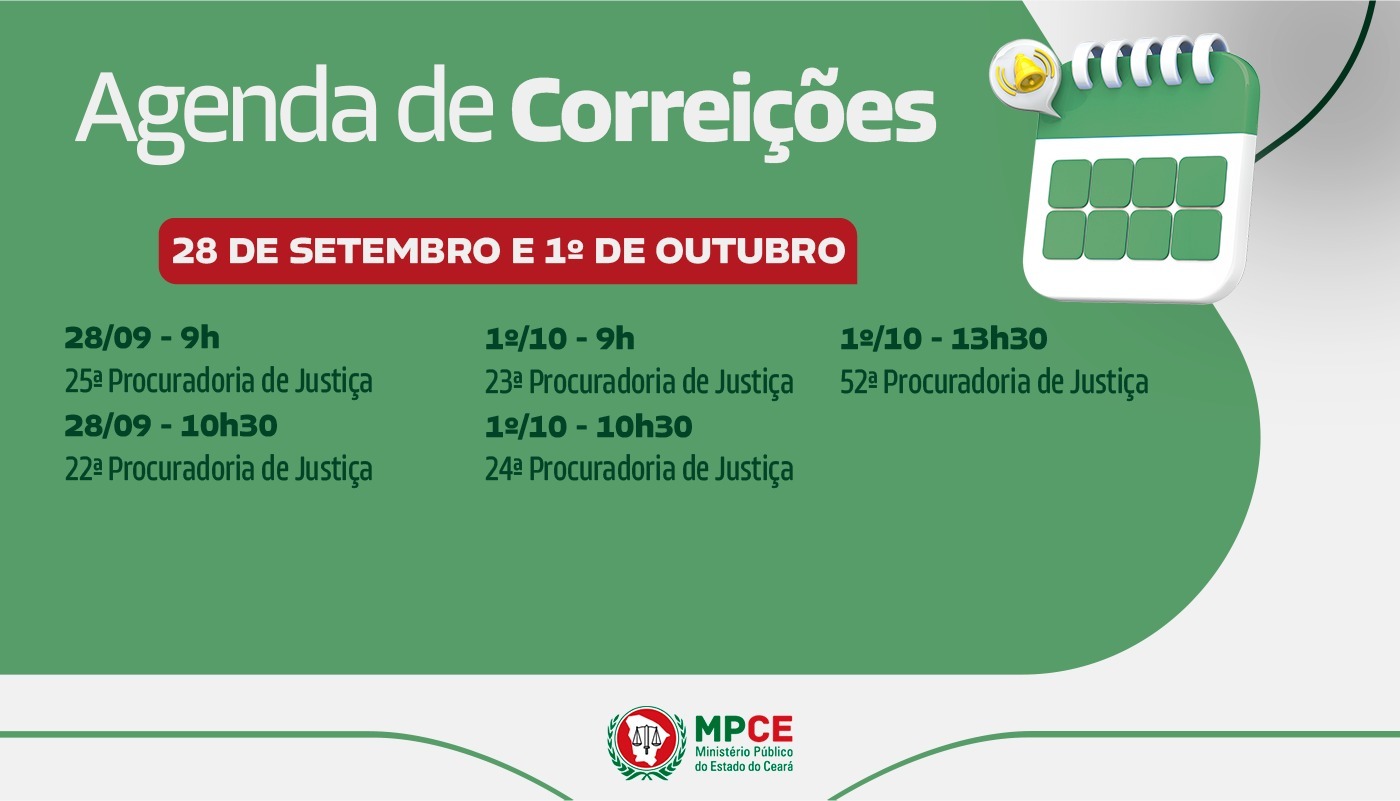 Corregedoria-Geral do MP visita Procuradorias de Justiça nos dias 28 de setembro e 1º de outubro 