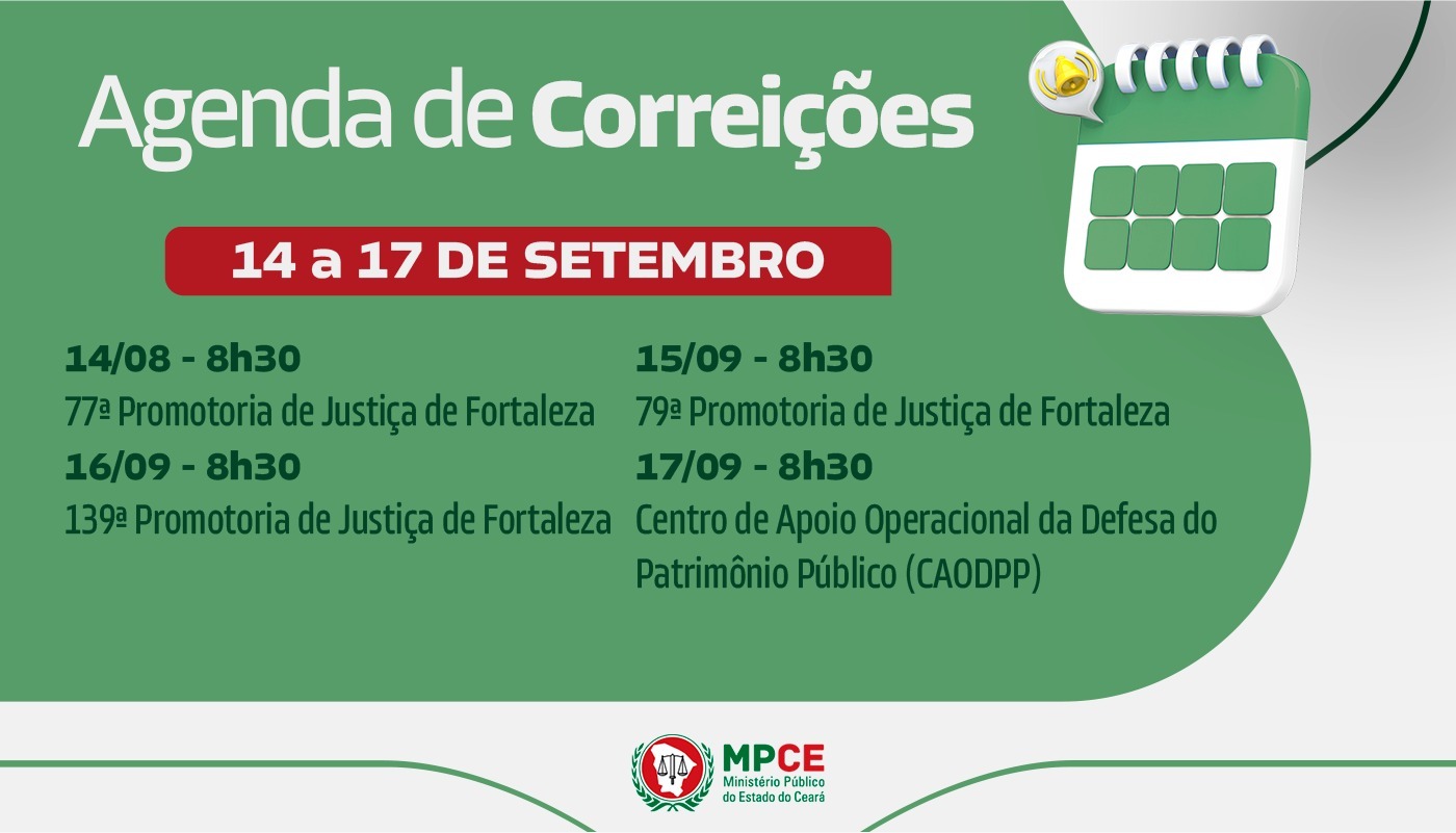 Corregedoria-Geral do MP visita Promotorias de Justiça de Fortaleza e Centro de Apoio Operacional da Defesa do Patrimônio Público entre os dias 14 e 17 de setembro