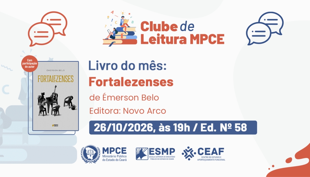 Clube de Leitura de outubro será sobre o livro “Fortalezenses”, do escritor cearense Émerson Belo